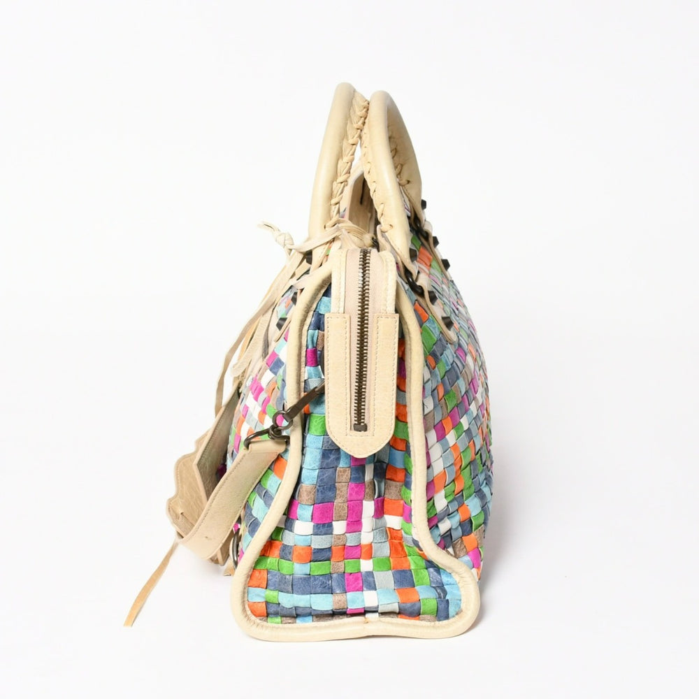 BALENCIAGA バレンシアガ バッグ ザ シティ 2WAY イントレチャート ハンドバッグ ショルダーバッグ 115748 マルチカラー 美品 中古 4a005482