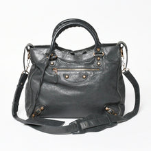 画像をギャラリービューアに読み込む, BALENCIAGA バレンシアガ ザ・ヴェロ ショルダー ハンドバッグ 2way 282010 レザー シャンパンゴールド金具 グレー 美品 中古 4a005484