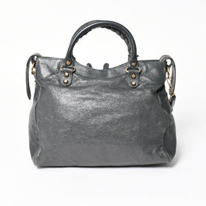 BALENCIAGA バレンシアガ ザ・ヴェロ ショルダー ハンドバッグ 2way 282010 レザー シャンパンゴールド金具 グレー 美品 中古 4a005484
