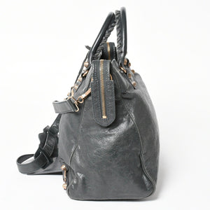 BALENCIAGA バレンシアガ ザ・ヴェロ ショルダー ハンドバッグ 2way 282010 レザー シャンパンゴールド金具 グレー 美品 中古 4a005484