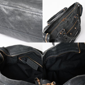 BALENCIAGA バレンシアガ ザ・ヴェロ ショルダー ハンドバッグ 2way 282010 レザー シャンパンゴールド金具 グレー 美品 中古 4a005484