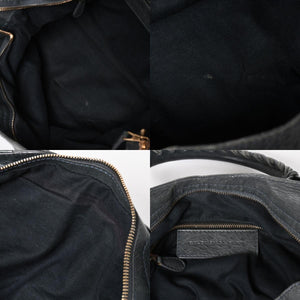 BALENCIAGA バレンシアガ ザ・ヴェロ ショルダー ハンドバッグ 2way 282010 レザー シャンパンゴールド金具 グレー 美品 中古 4a005484