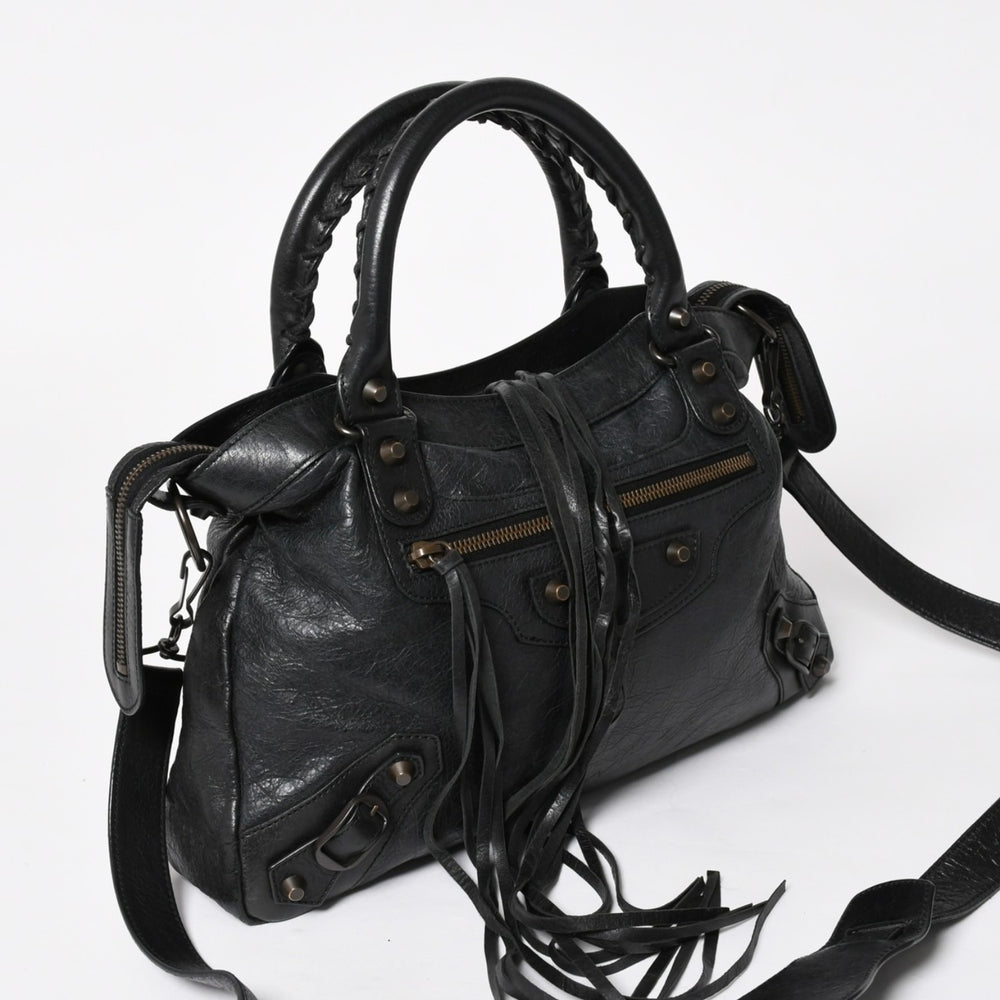 BALENCIAGA 2WAY Handbag Shoulder Bag The Town 240579 Black Good Condition Used 4a005483