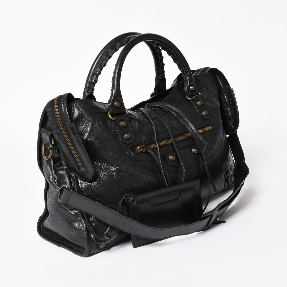 BALENCIAGA Balenciaga 115748 The City Black Leather Bronze Hardware 2WAY Handbag Shoulder Bag Good Condition Used 4a005416