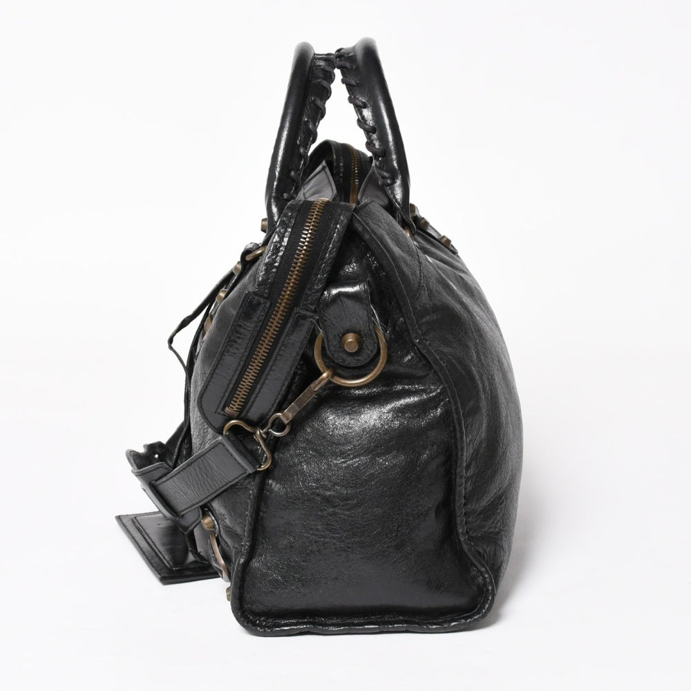 BALENCIAGA Balenciaga 115748 The City Black Leather Bronze Hardware 2WAY Handbag Shoulder Bag Good Condition Used 4a005416