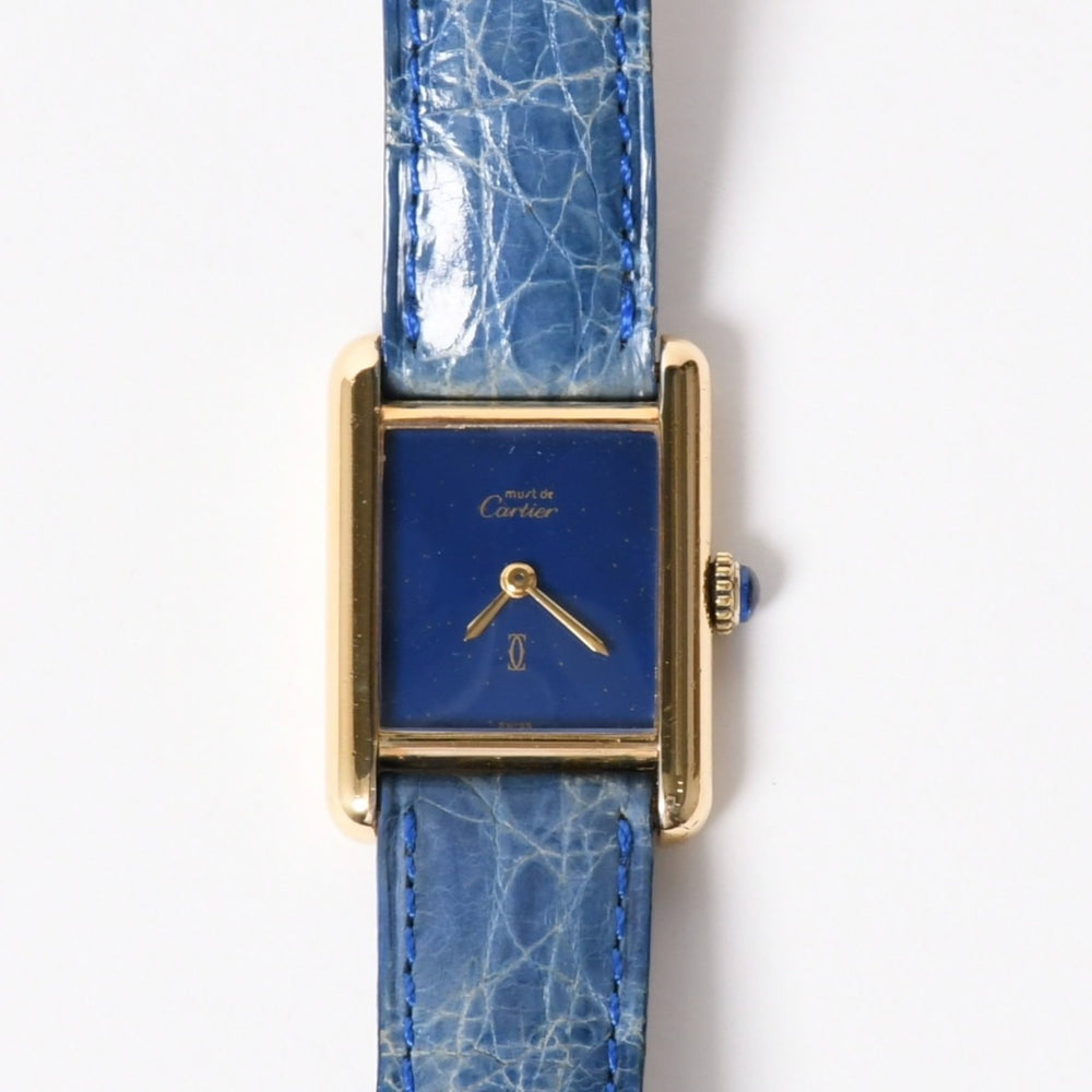 CARTIER カルティエ マストタンク SMサイズ ヴェルメイユ 腕時計 手巻き ラピスブルーダイヤル 美品 中古 4a005352