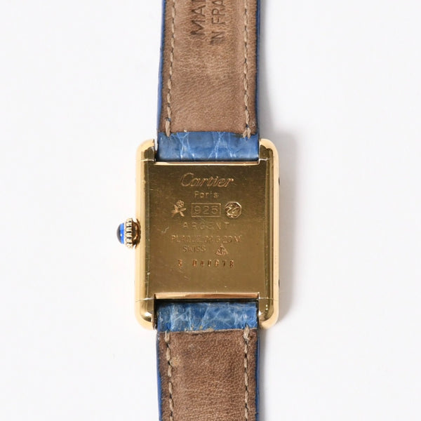CARTIER カルティエ マストタンク SMサイズ ヴェルメイユ 腕時計 手巻き ラピスブルーダイヤル 美品 中古 4a005352