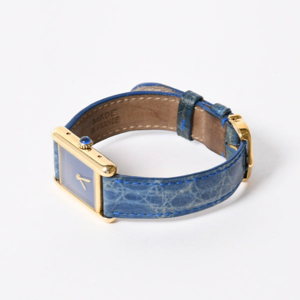 CARTIER カルティエ マストタンク SMサイズ ヴェルメイユ 腕時計 手巻き ラピスブルーダイヤル 美品 中古 4a005352
