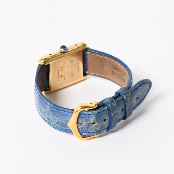 CARTIER カルティエ マストタンク SMサイズ ヴェルメイユ 腕時計 手巻き ラピスブルーダイヤル 美品 中古 4a005352