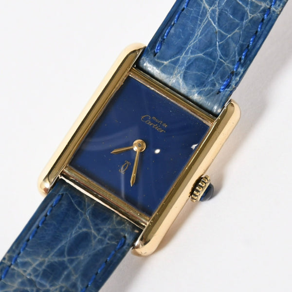 CARTIER カルティエ マストタンク SMサイズ ヴェルメイユ 腕時計 手巻き ラピスブルーダイヤル 美品 中古 4a005352