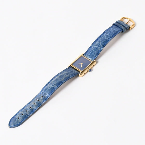 CARTIER カルティエ マストタンク SMサイズ ヴェルメイユ 腕時計 手巻き ラピスブルーダイヤル 美品 中古 4a005352