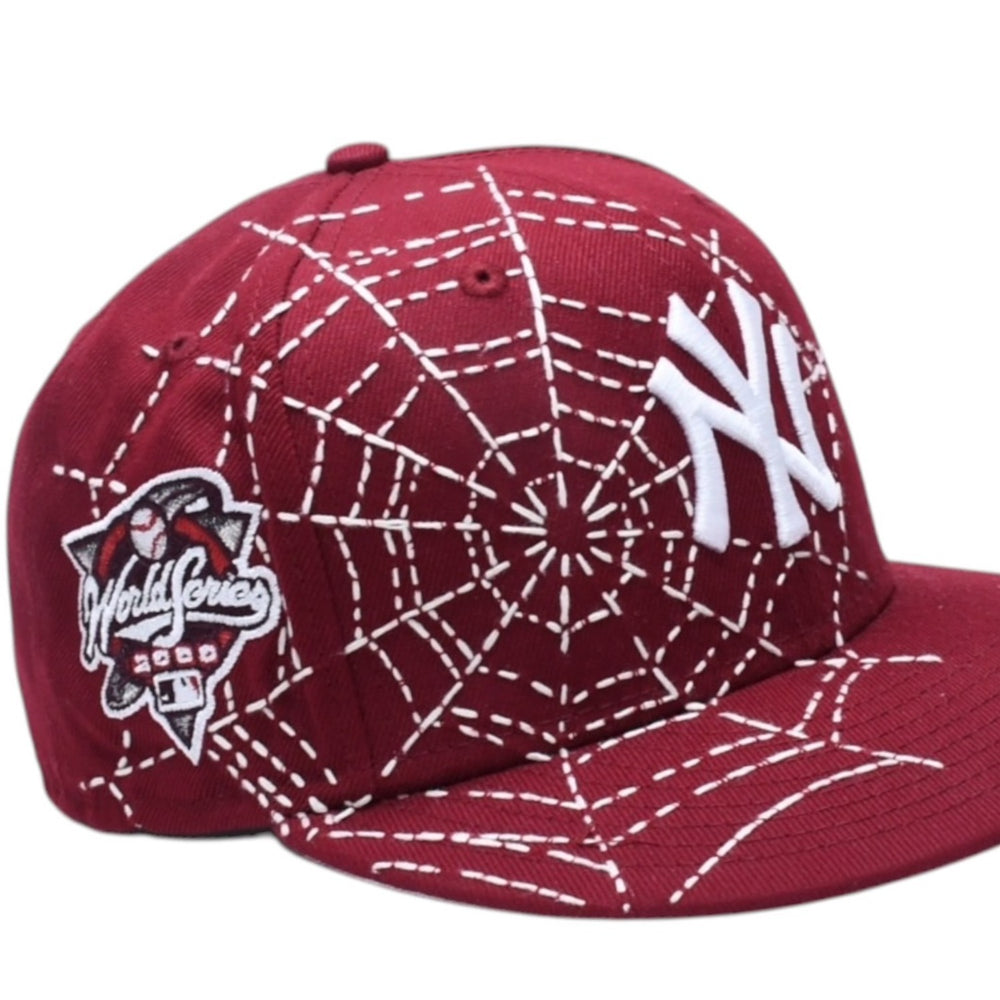 新品未使用品 NEW ERA ニューエラ キャップ NY Yankees ニューヨークヤンキース ワインレッド Loso カスタムモデル 一点物 Spiderweb 59FIFTY サイズ7 3/8 58.7cm 中古 4a005533