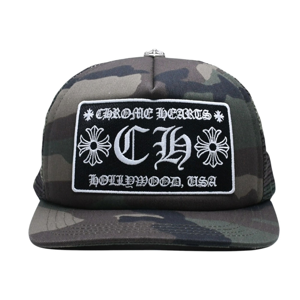 Like new CHROME HEARTS Trucker Cap Mesh Camo Pattern Cross Ball Cotton Polyester Silver 925 Used 4a005564