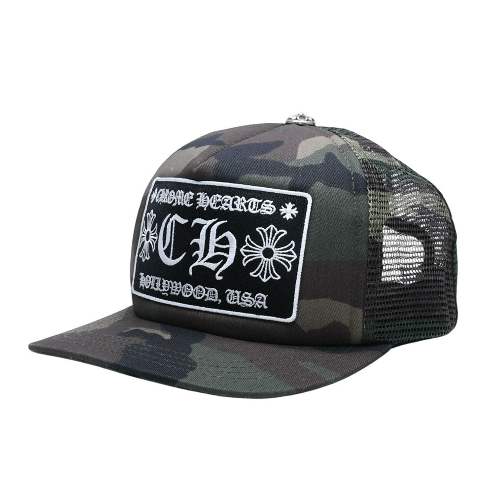 Like new CHROME HEARTS Trucker Cap Mesh Camo Pattern Cross Ball Cotton Polyester Silver 925 Used 4a005564
