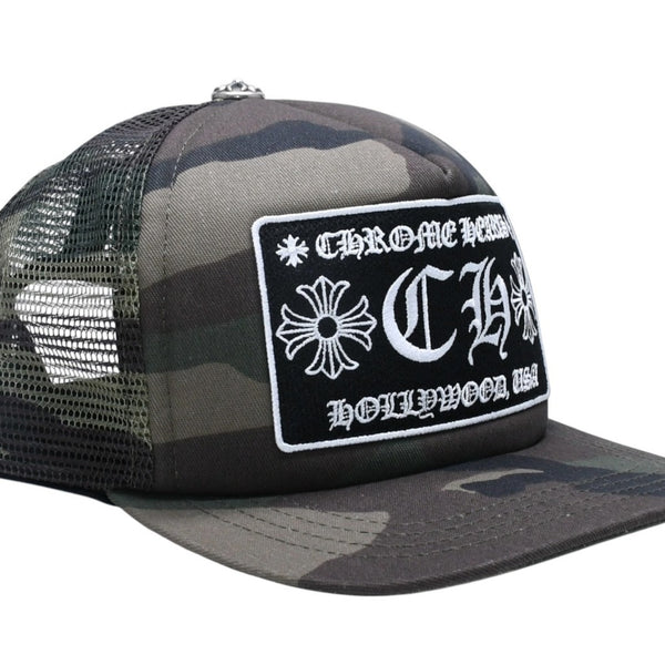 Like new CHROME HEARTS Trucker Cap Mesh Camo Pattern Cross Ball Cotton Polyester Silver 925 Used 4a005564
