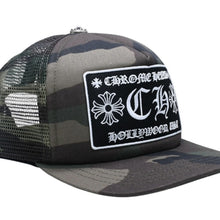 将图片加载到图库查看器，新品同様 CHROME HEARTS クロムハーツ トラッカーキャップ メッシュ カモ柄 クロスボール コットン ポリエステル シルバー925 中古 4a005564