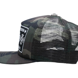 Like new CHROME HEARTS Trucker Cap Mesh Camo Pattern Cross Ball Cotton Polyester Silver 925 Used 4a005564