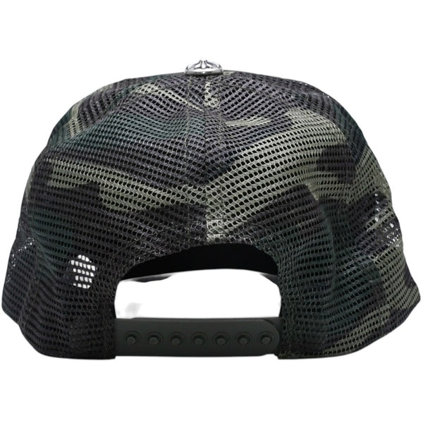 Like new CHROME HEARTS Trucker Cap Mesh Camo Pattern Cross Ball Cotton Polyester Silver 925 Used 4a005564