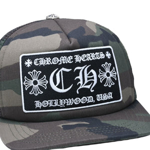 Like new CHROME HEARTS Trucker Cap Mesh Camo Pattern Cross Ball Cotton Polyester Silver 925 Used 4a005564