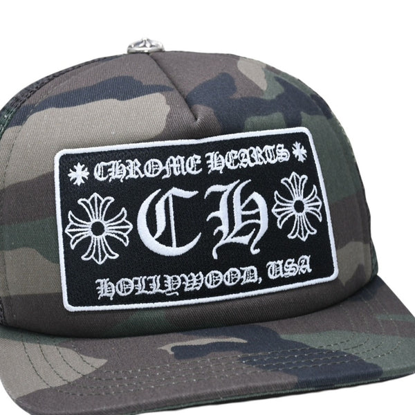Like new CHROME HEARTS Trucker Cap Mesh Camo Pattern Cross Ball Cotton Polyester Silver 925 Used 4a005564