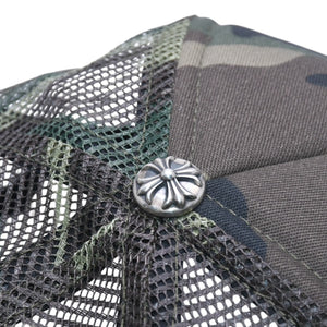 Like new CHROME HEARTS Trucker Cap Mesh Camo Pattern Cross Ball Cotton Polyester Silver 925 Used 4a005564