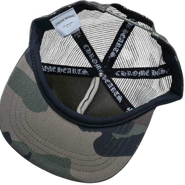 Like new CHROME HEARTS Trucker Cap Mesh Camo Pattern Cross Ball Cotton Polyester Silver 925 Used 4a005564