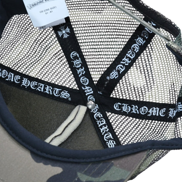 Like new CHROME HEARTS Trucker Cap Mesh Camo Pattern Cross Ball Cotton Polyester Silver 925 Used 4a005564