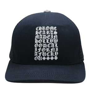 Very Good Condition CHROME HEARTS TRUCKER CAP EYECHART Eye Chart Trucker Cap OS 53-60cm Black Mesh Used 4a005593
