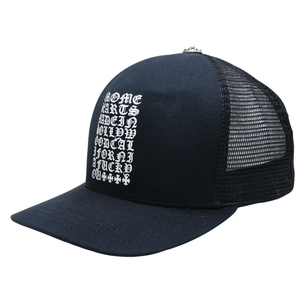 Very Good Condition CHROME HEARTS TRUCKER CAP EYECHART Eye Chart Trucker Cap OS 53-60cm Black Mesh Used 4a005593