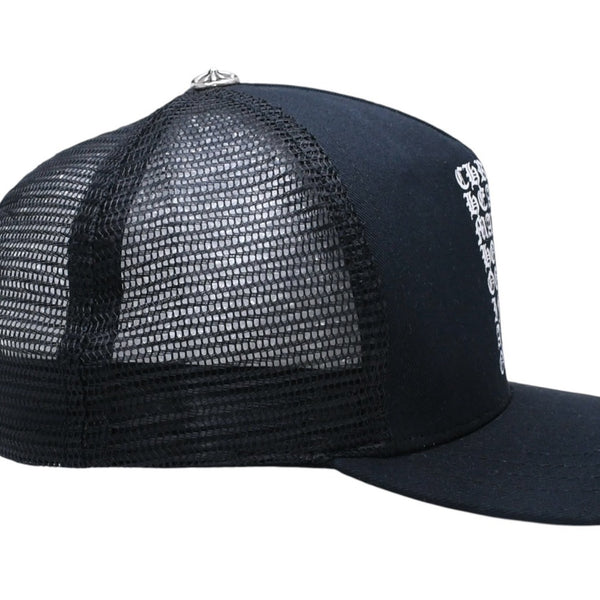 Very Good Condition CHROME HEARTS TRUCKER CAP EYECHART Eye Chart Trucker Cap OS 53-60cm Black Mesh Used 4a005593