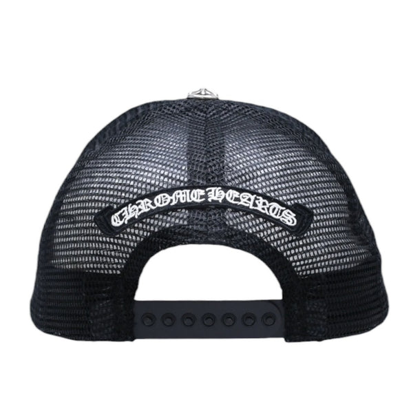 Very Good Condition CHROME HEARTS TRUCKER CAP EYECHART Eye Chart Trucker Cap OS 53-60cm Black Mesh Used 4a005593