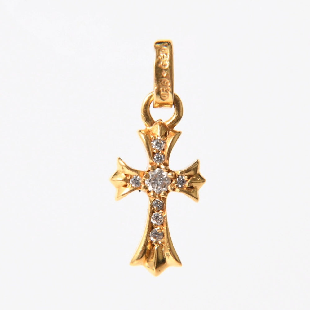 極美品 CHROME HEARTS クロムハーツ ベイビーファット 22K クロスチャーム 3.1g フルパヴェ ペンダントトップ ゴールド 中古 4a005573