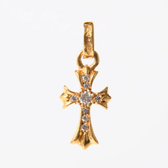 Very Good Condition CHROME HEARTS Baby Phat 22K Cross Charm 3.1g Full Pave Pendant Top Gold Used 4a005573