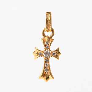 Very Good Condition CHROME HEARTS Baby Phat 22K Cross Charm 3.1g Full Pave Pendant Top Gold Used 4a005573