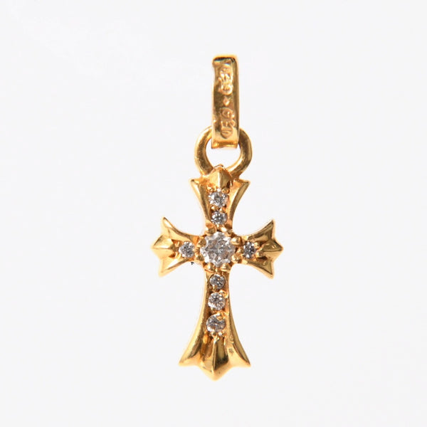 Very Good Condition CHROME HEARTS Baby Phat 22K Cross Charm 3.1g Full Pave Pendant Top Gold Used 4a005573