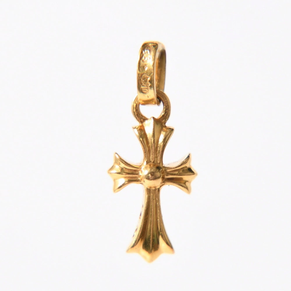 極美品 CHROME HEARTS クロムハーツ ベイビーファット 22K クロスチャーム 3.1g フルパヴェ ペンダントトップ ゴールド 中古 4a005573