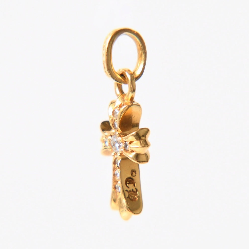 Very Good Condition CHROME HEARTS Baby Phat 22K Cross Charm 3.1g Full Pave Pendant Top Gold Used 4a005573