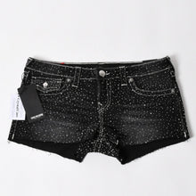 Load image into Gallery viewer, 新品未使用 TRUE RELIGION トゥルーレリジョン JOEY Low Rise Cut-Off Short ショーツ コットン ラインストーン ブラック サイズ29 中古 4a005498