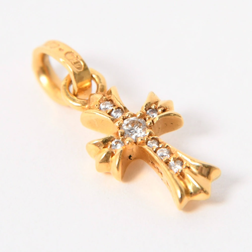 極美品 CHROME HEARTS クロムハーツ ベイビーファット 22K クロスチャーム 3.1g フルパヴェ ペンダントトップ ゴールド 中古 4a005573