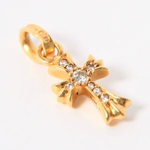 Very Good Condition CHROME HEARTS Baby Phat 22K Cross Charm 3.1g Full Pave Pendant Top Gold Used 4a005573
