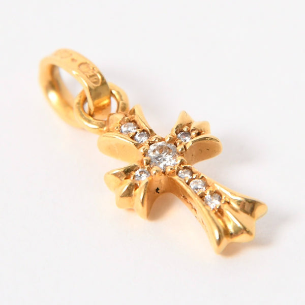 Very Good Condition CHROME HEARTS Baby Phat 22K Cross Charm 3.1g Full Pave Pendant Top Gold Used 4a005573