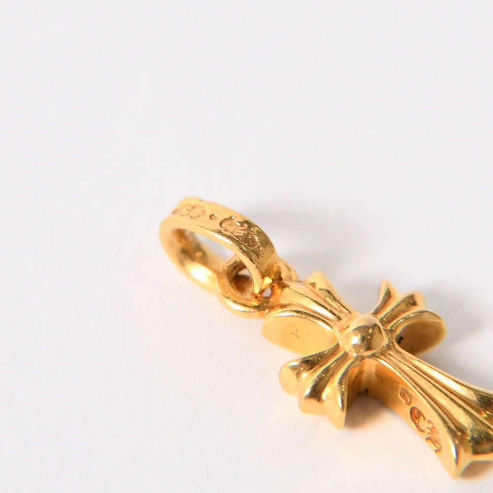 極美品 CHROME HEARTS クロムハーツ ベイビーファット 22K クロスチャーム 3.1g フルパヴェ ペンダントトップ ゴールド 中古 4a005573