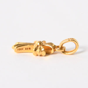 Very Good Condition CHROME HEARTS Baby Phat 22K Cross Charm 3.1g Full Pave Pendant Top Gold Used 4a005573