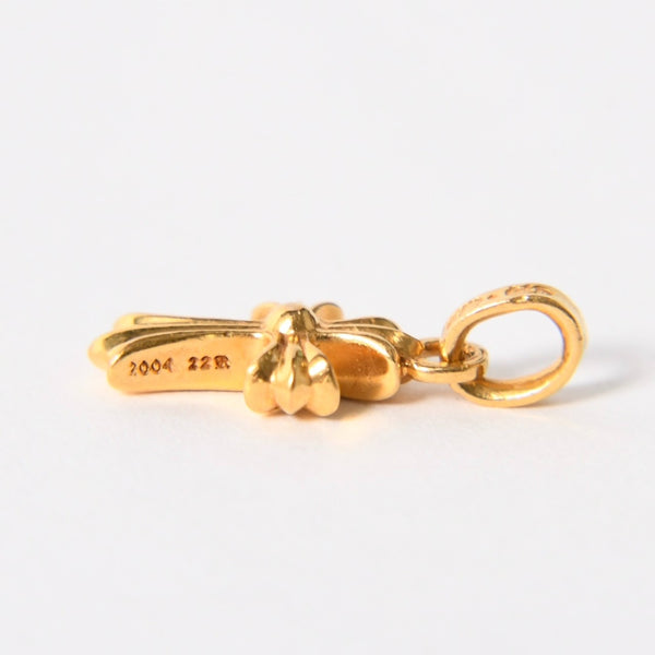 Very Good Condition CHROME HEARTS Baby Phat 22K Cross Charm 3.1g Full Pave Pendant Top Gold Used 4a005573