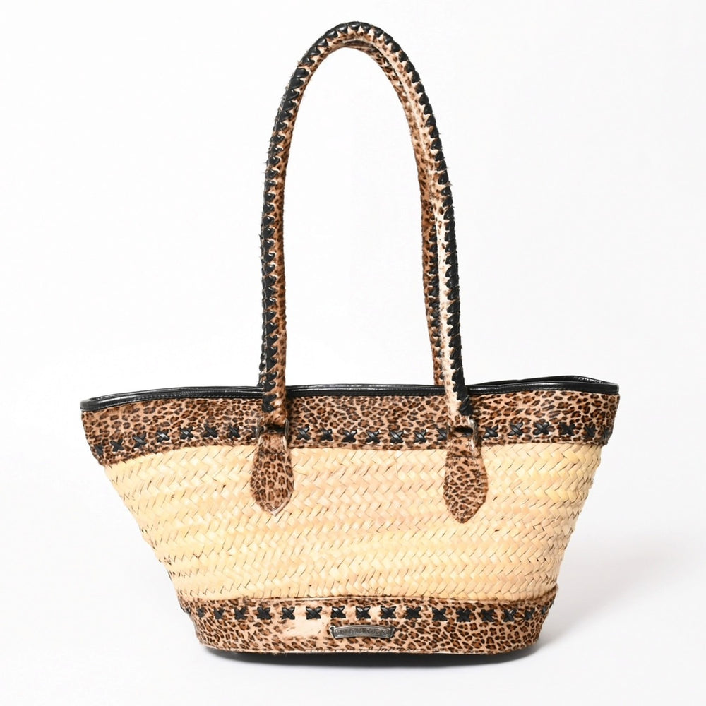 極美品 CHROME HEARTS クロムハーツ セメタリークロス カゴバッグ ショルダーバッグ ストロー ハラコ レザー ベージュ シルバー 中古 4a005597