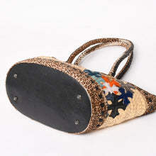 将图片加载到图库查看器，極美品 CHROME HEARTS クロムハーツ セメタリークロス カゴバッグ ショルダーバッグ ストロー ハラコ レザー ベージュ シルバー 中古 4a005597