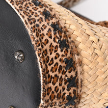 将图片加载到图库查看器，極美品 CHROME HEARTS クロムハーツ セメタリークロス カゴバッグ ショルダーバッグ ストロー ハラコ レザー ベージュ シルバー 中古 4a005597