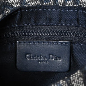 Very Good Condition Christian Dior Mini Saddle Bag Trotter Canvas Leather Navy Used 4a005465