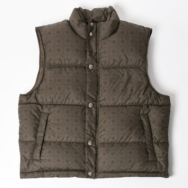 新品未使用 CHROME HEARTS クロムハーツ CH PLUS STIFF DOWN VEST CHプラス スティッフ ダウンベスト サイズM カーキ 総柄 中古 4a005510