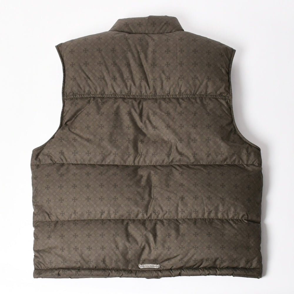 New and unused CHROME HEARTS CH PLUS STIFF DOWN VEST CH Plus Stiff Down Vest Size M Khaki All over pattern Used 4a005510